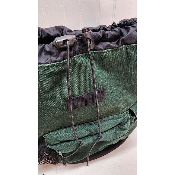 Eddie Bauer Green Canvas Backpack With Multiple Compartments & Drawstring Closur - Picture 12 of 16